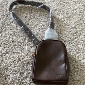 Hyjcez Brown Leather Crossbody Bag